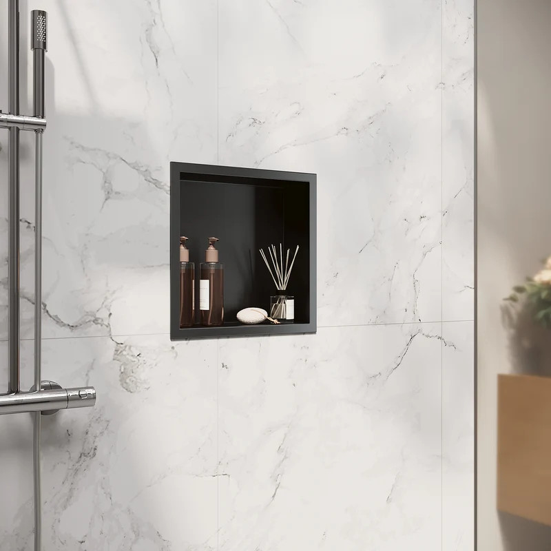 Niche murale de douche en acier inoxydable, niche de douche encastrée, étagère individuelle de stockage pour salle de bain, étanche, pas de carrelage nécessaire, 30 x 30 x 10 cm
