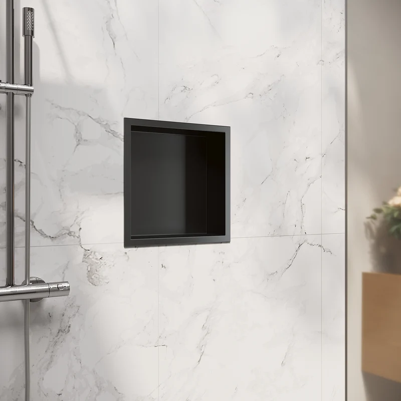 Niche murale de douche en acier inoxydable, niche de douche encastrée, étagère individuelle de stockage pour salle de bain, étanche, pas de carrelage nécessaire, 30 x 30 x 10 cm