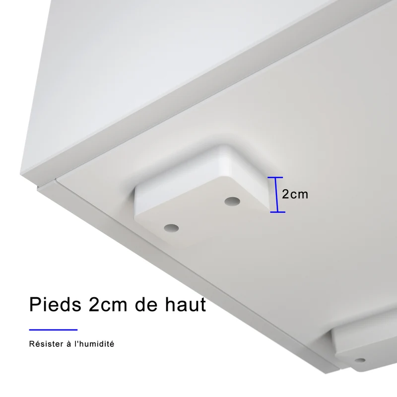 Meuble TV Bas - Lumière LED Réglable avec Télécommande Grande Capacité SIRHONA Blanc 130x35x45 cm