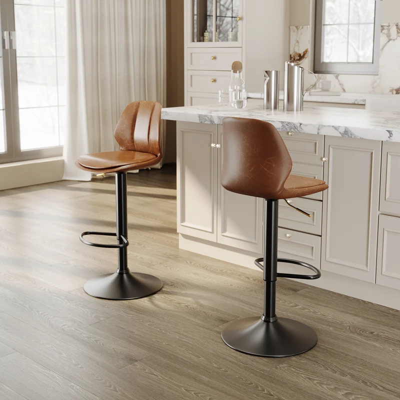 SIRHONA Lot de 2 Tabourets de Bar Chaise avec Dossier et Repose pieds Style modern Marron siège Noire base