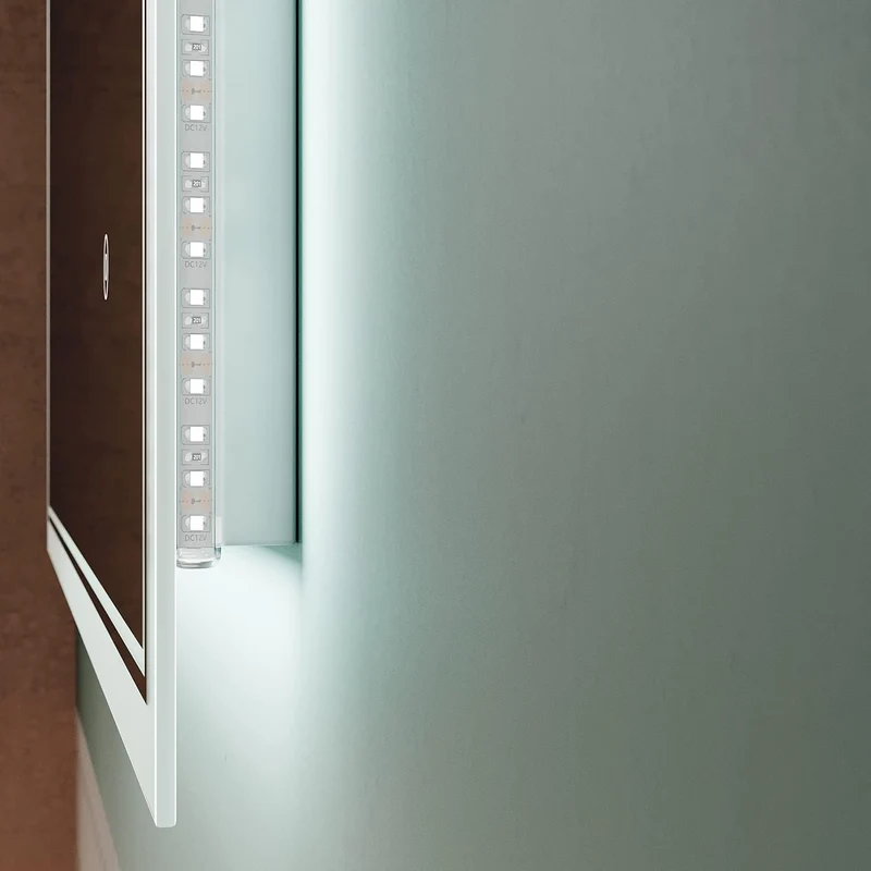 SIRHONA miroir de salle de bain 70x50cm avec éclairage antibuée miroir de salle de bain LED avec interrupteur mural