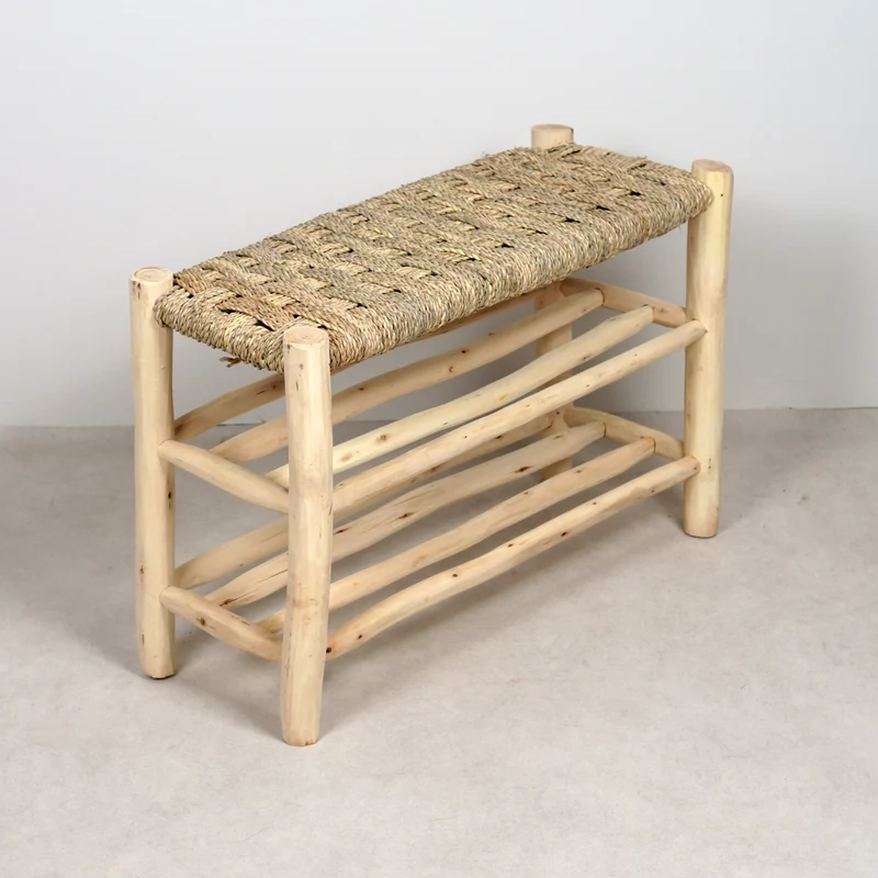 Banc en bois avec double rangement 80cm
