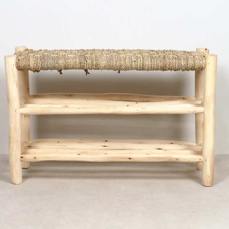 Banc en bois avec double rangement 80cm