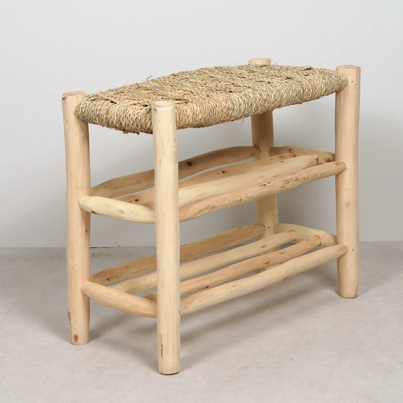 Banc en bois avec double rangement 60cm