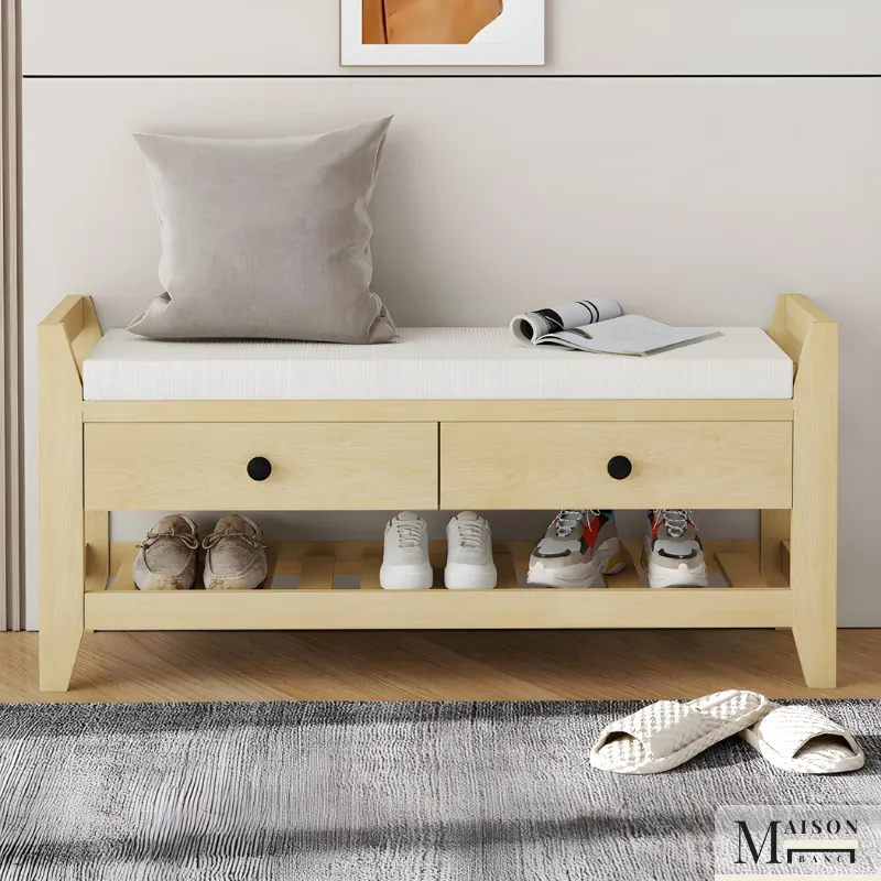 Banc à Chaussures Design Nordique | Assise Confort et Rangement Caché