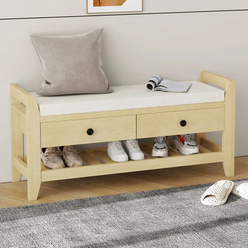 Banc à Chaussures Design Nordique | Assise Confort et Rangement Caché