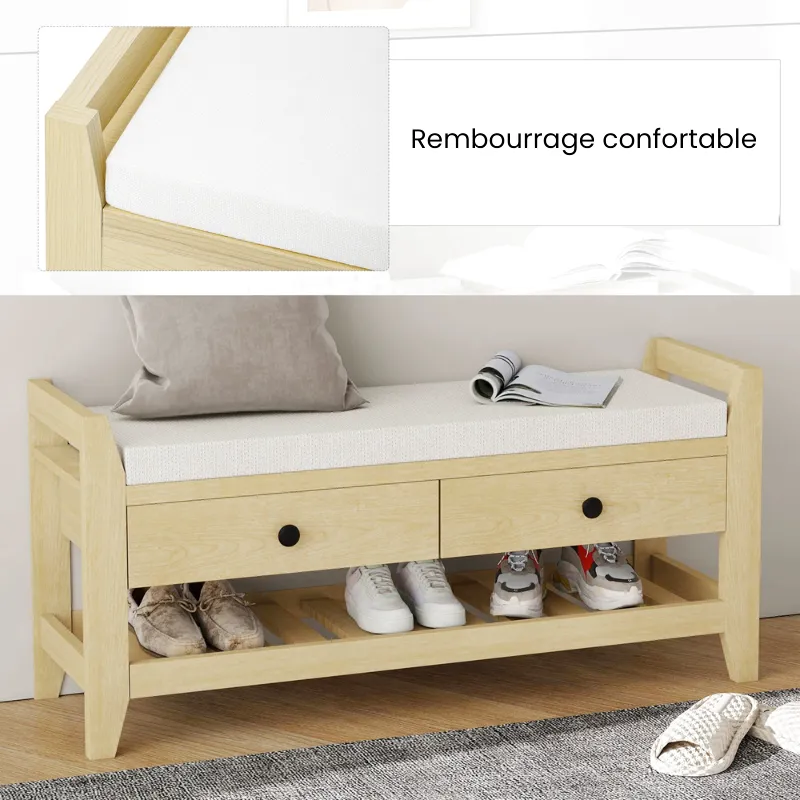 Banc à Chaussures Design Nordique | Assise Confort et Rangement Caché