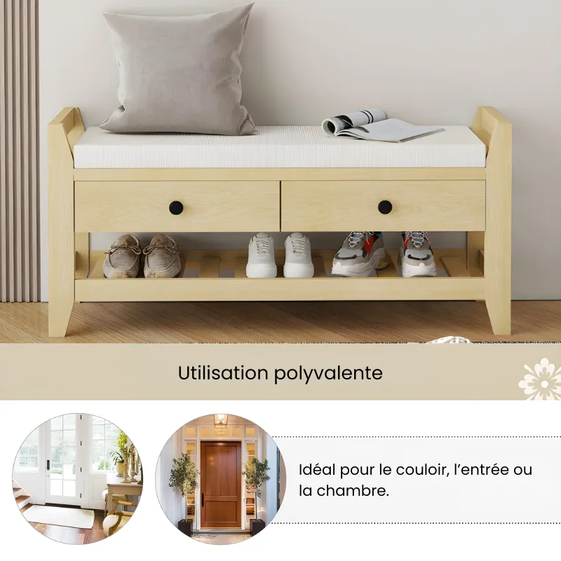 Banc à Chaussures Design Nordique | Assise Confort et Rangement Caché