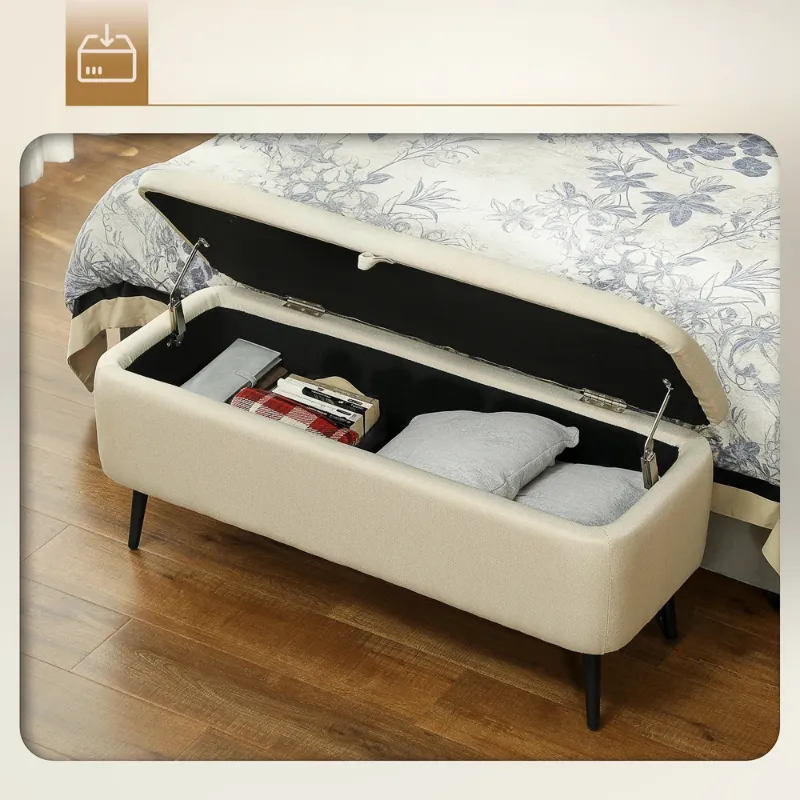 Banc de Rangement Scandinave Bleu avec Coffre | Design Minimaliste