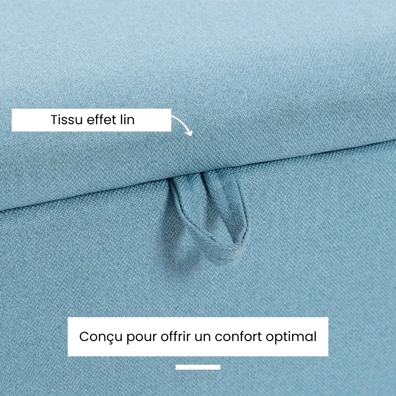 Banc de Rangement Scandinave Bleu avec Coffre | Design Minimaliste