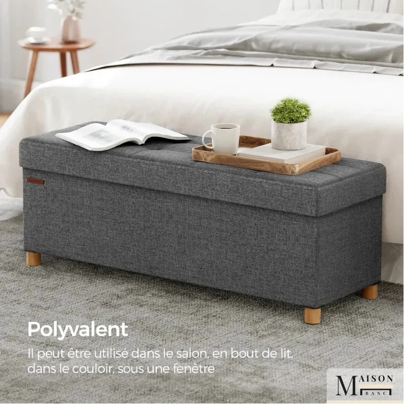 Banc de Rangement Pliant Gris | Design Moderne Décoratif