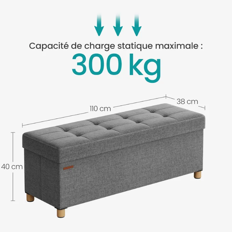 Banc de Rangement Pliant Gris | Design Moderne Décoratif