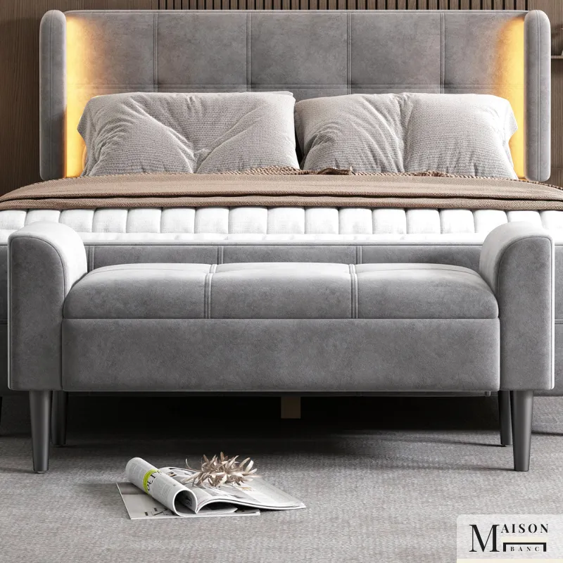 Banc Bout de lit Capitonné avec Accoudoirs | Design Décoratif Minimaliste