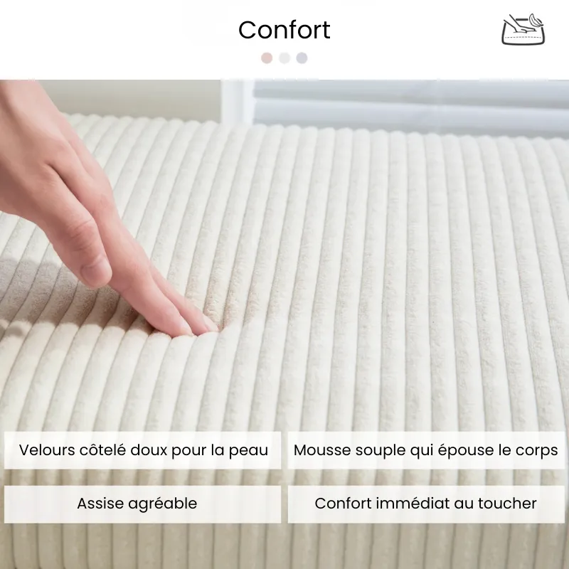 Banc de Rangement avec Coffre en Velours Côtelé | Design Moderne