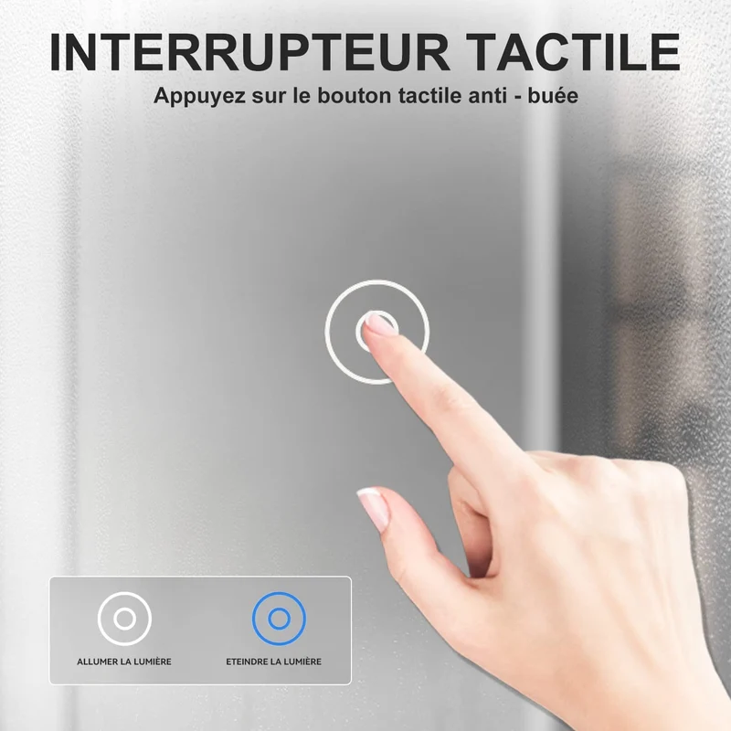 SIRHONA Miroir LED Salle de Bain avec éclairage, Miroir Lumineux Salle de Bain Anti-buée,80x60/60x100cm
