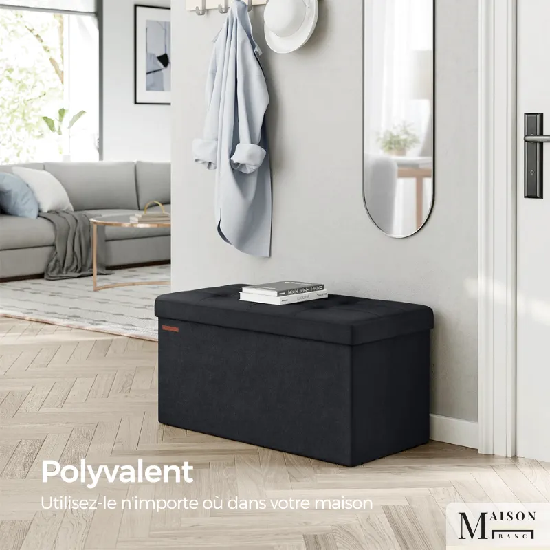Banc Coffre Pliable de Rangement en Velours | Design Décoratif Minimaliste