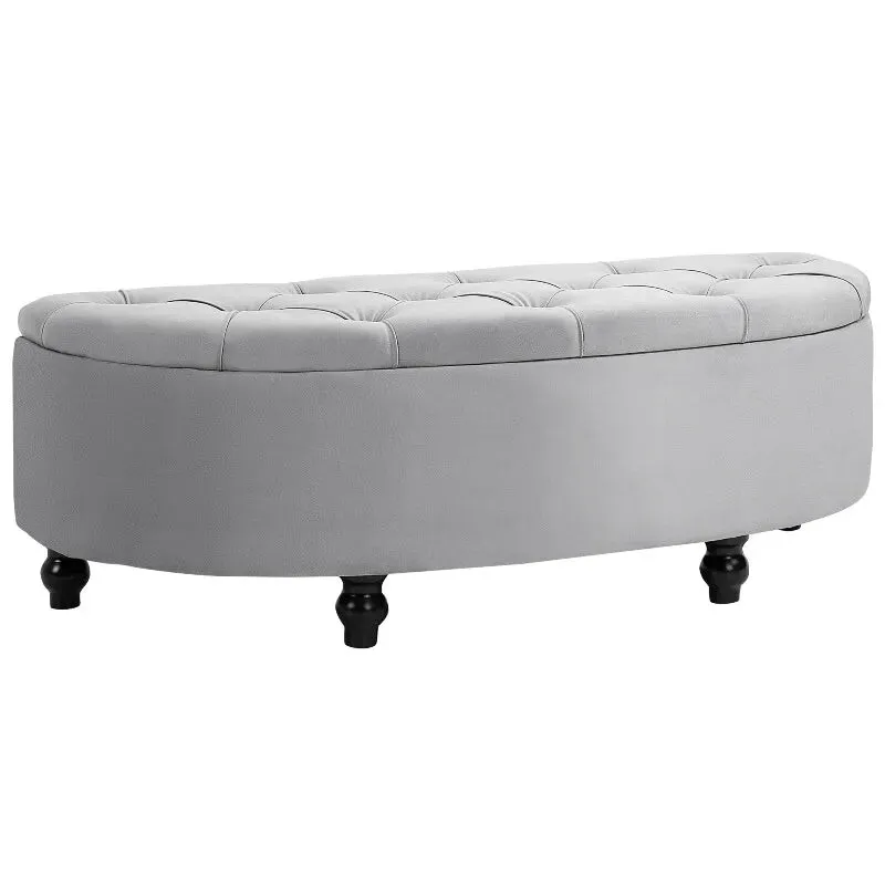 Banc Coffre Velours Gris | Design Chic et Rangement Discret