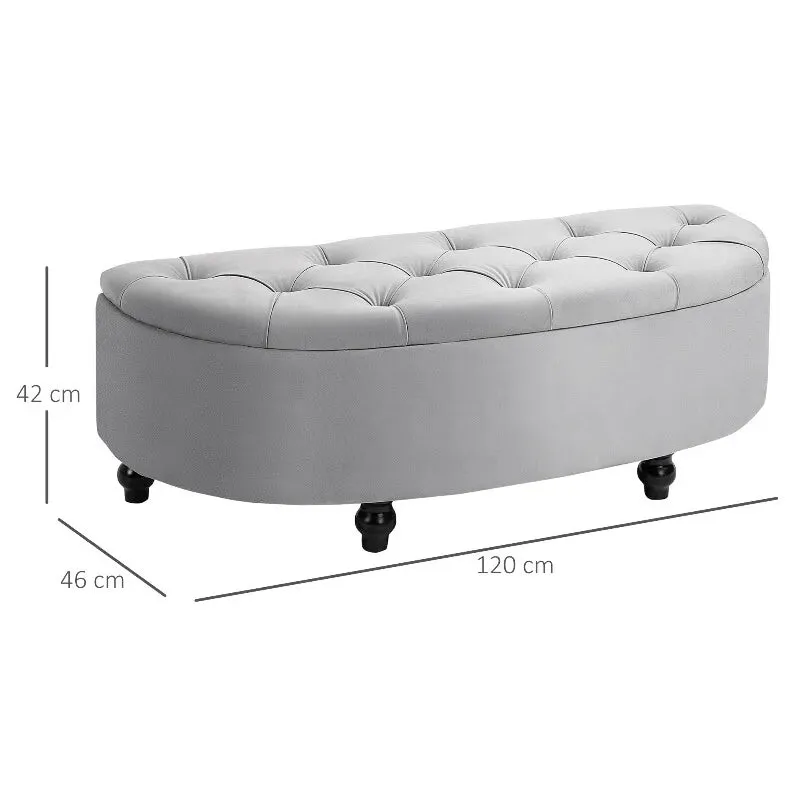 Banc Coffre Velours Gris | Design Chic et Rangement Discret