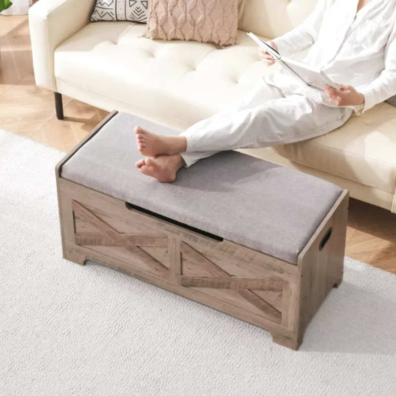 Banc Coffre en Bois avec Rangement | Design Décoratif et Assise Confortable