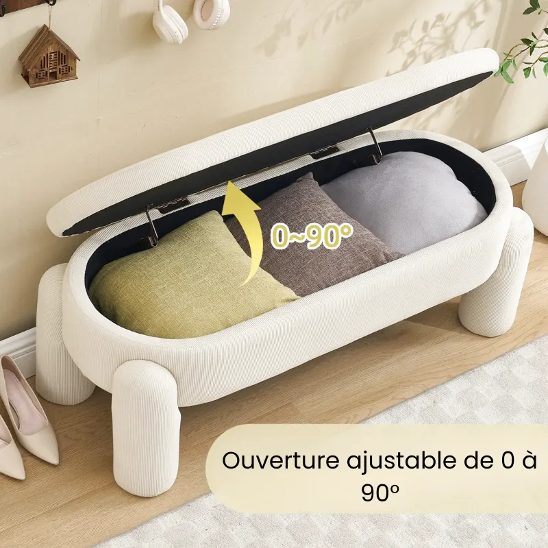 Banc Coffre de Rangement Ottoman Beige | Design Moderne et Élégant