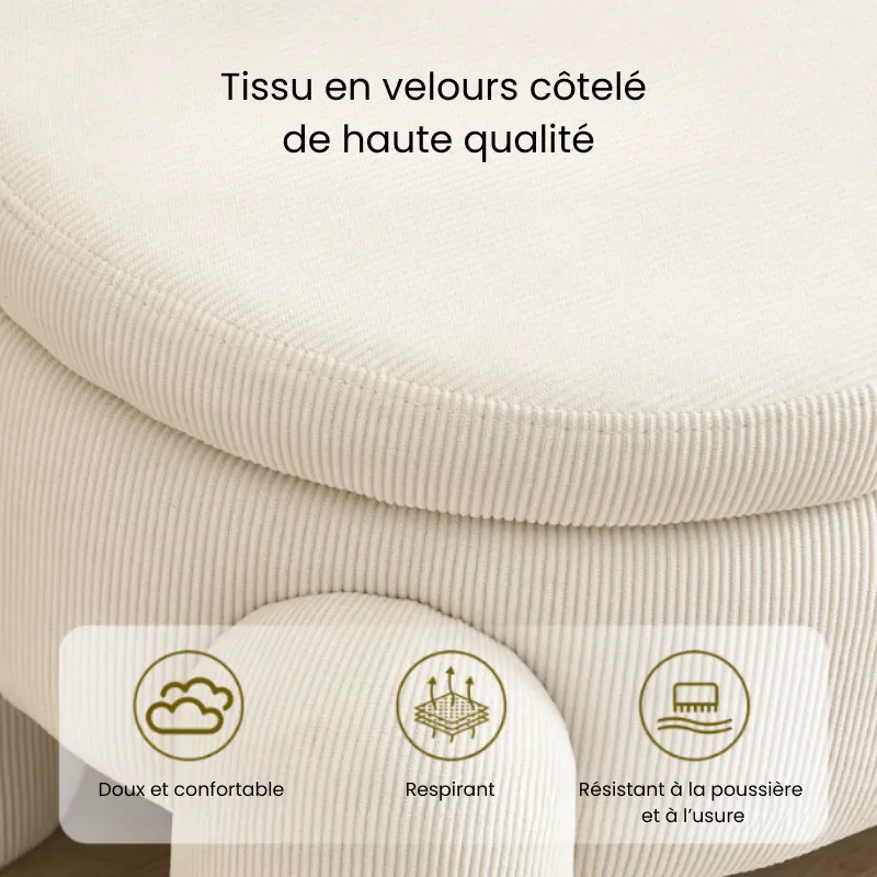 Banc Coffre de Rangement Ottoman Beige | Design Moderne et Élégant