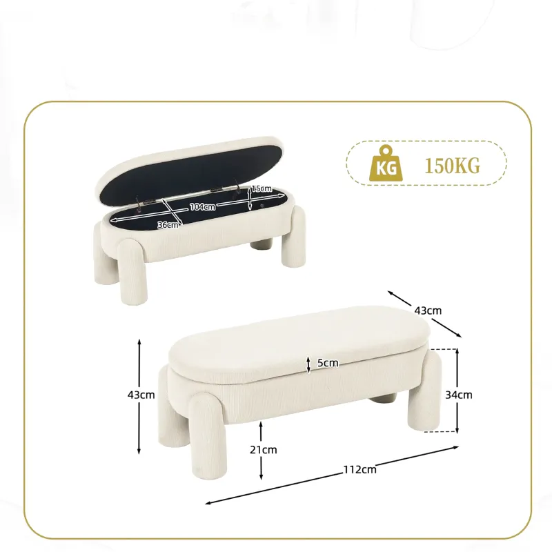 Banc Coffre de Rangement Ottoman Beige | Design Moderne et Élégant