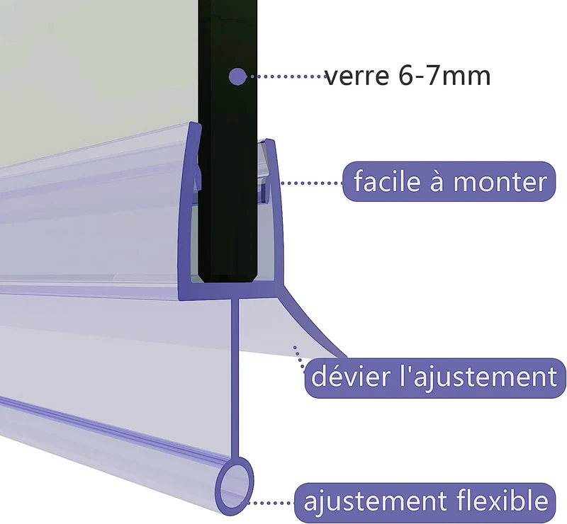 SIRHONA Joint de douche en PVC avec déflecteur d’eau