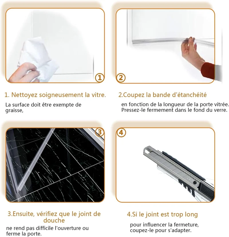 SIRHONA Joint de douche en PVC avec déflecteur d’eau