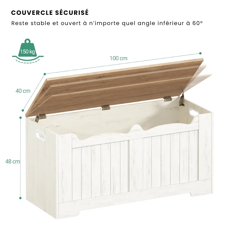 Banc Coffre de Rangement Moderne | Design Blanc Minimaliste