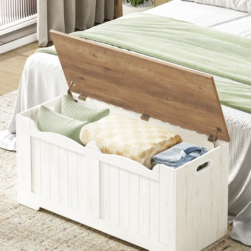 Banc Coffre de Rangement Moderne | Design Blanc Minimaliste