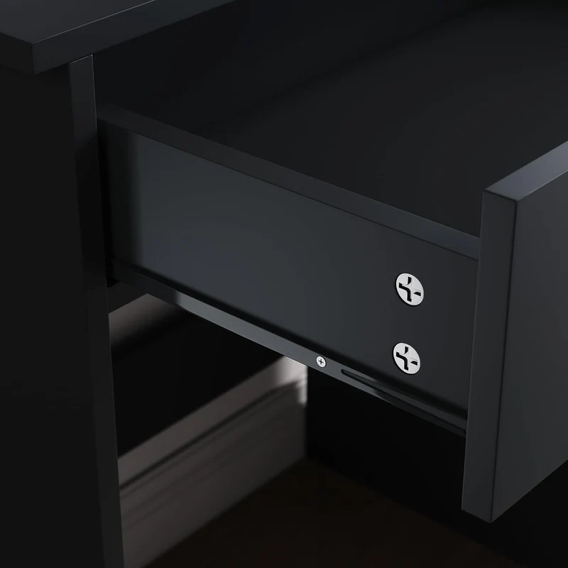 SIRHONA Coiffeuse avec Miroir, Table de maquillage avec 1 tiroir et 3 Compartiments Ouverts, Noir + 10 Ampoules LED (3 couleurs)