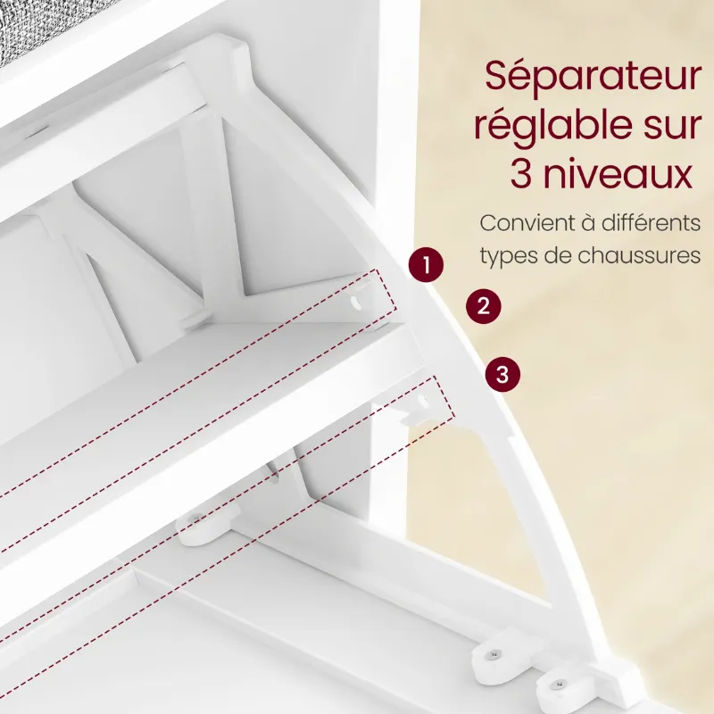 Banc d'Entrée Design Scandinave | Assise Rembourrée et Rangement 3 Niveaux
