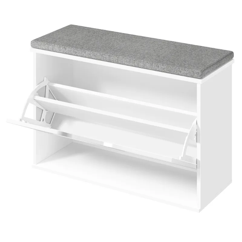 Banc d'Entrée Design Scandinave | Assise Rembourrée et Rangement 3 Niveaux