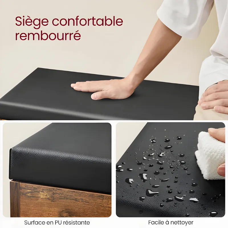 Banc d’Entrée Coffre en Bois | Assise Confort et Design Moderne