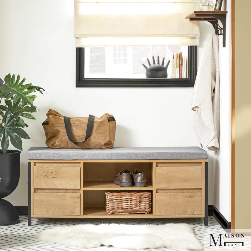 Banc à Chaussures Scandinave avec Rangement | Bois Naturel et Design