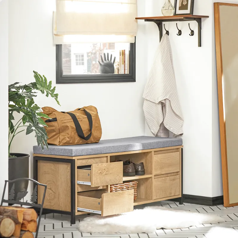 Banc à Chaussures Scandinave avec Rangement | Bois Naturel et Design