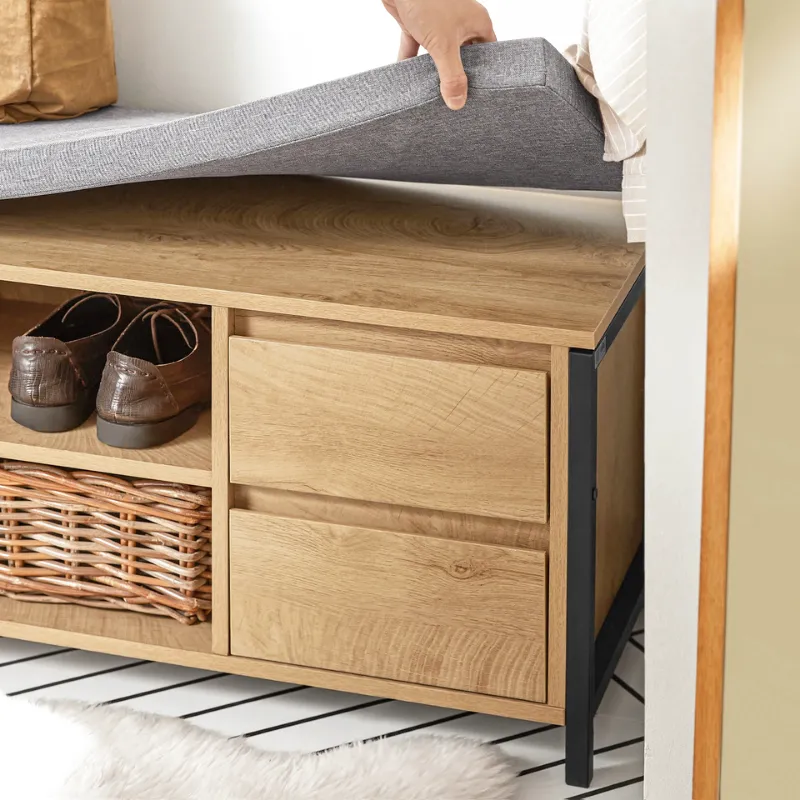 Banc à Chaussures Scandinave avec Rangement | Bois Naturel et Design