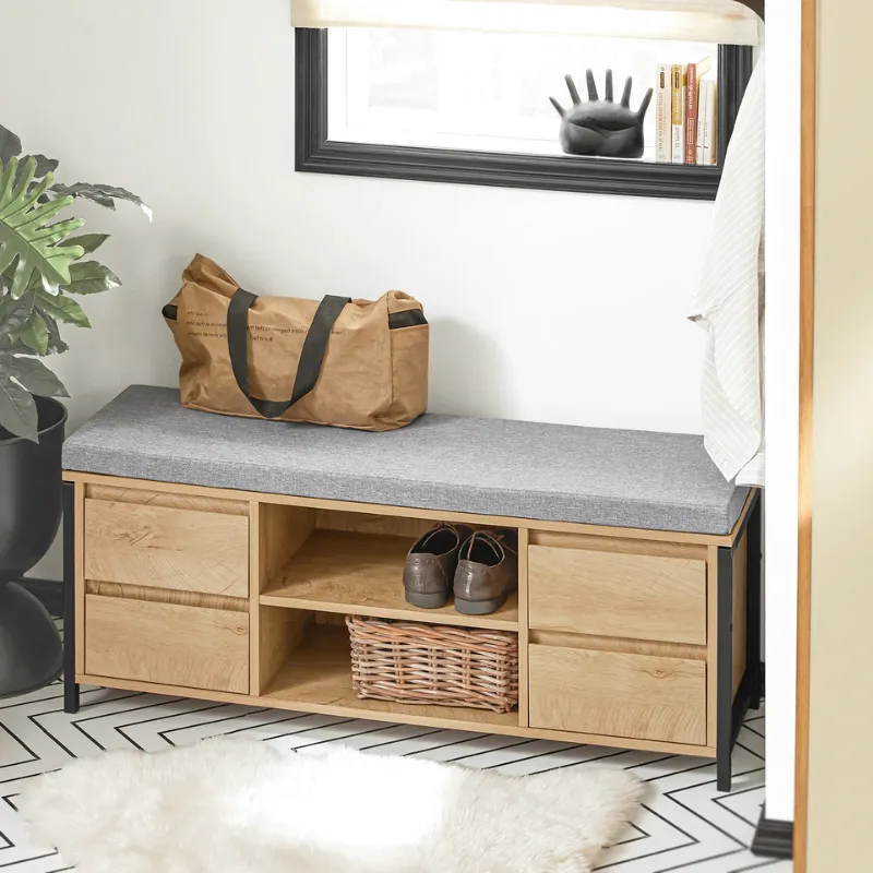 Banc à Chaussures Scandinave avec Rangement | Bois Naturel et Design