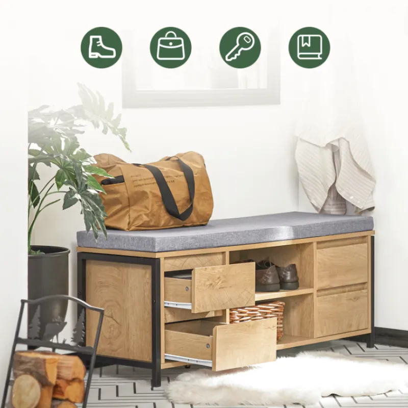 Banc à Chaussures Scandinave avec Rangement | Bois Naturel et Design
