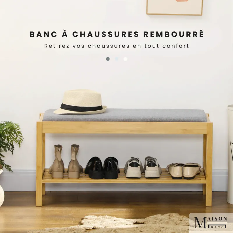 Banc d’Entrée en Bois de Bambou avec Rangement Chaussures | Design Scandinave