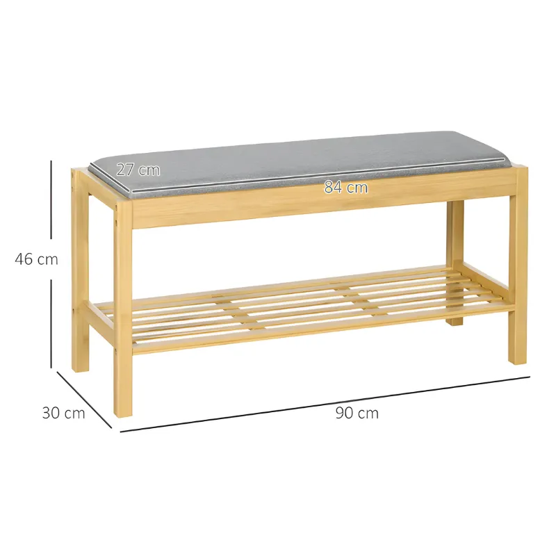 Banc d’Entrée en Bois de Bambou avec Rangement Chaussures | Design Scandinave