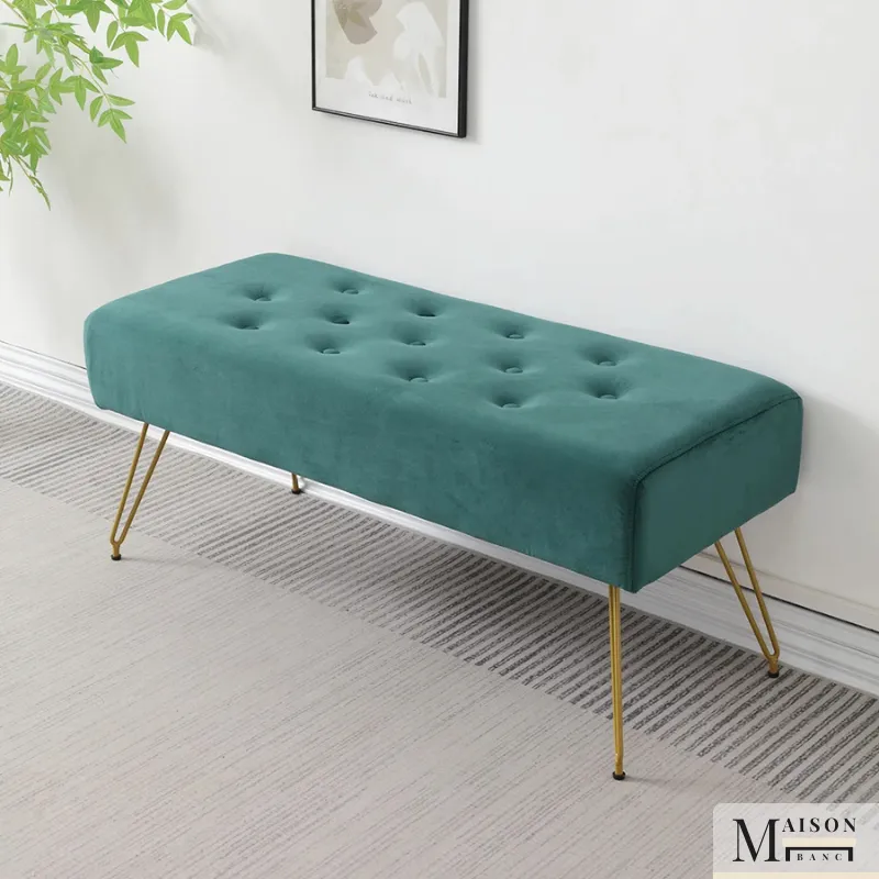 Banc d'entrée Ottoman Design Moderne Luxe | Élégance Dorée et Velours