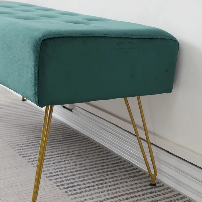 Banc d'entrée Ottoman Design Moderne Luxe | Élégance Dorée et Velours