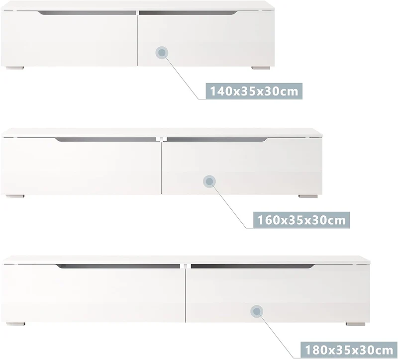 SIRHONA Meuble TV éclairage LED 16 couleurs réglables, plateau TV brillant