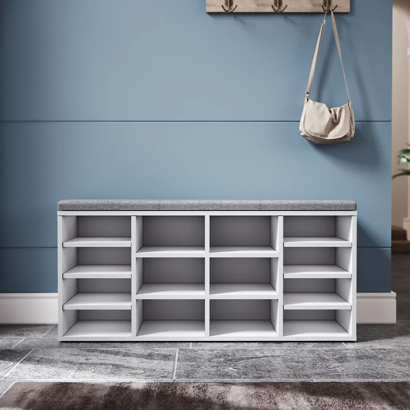 SIRHONA Meuble à chaussures en bois Meuble de rangement en bois de haute qualité avec cloisons amovibles 63 x 30 x 120 cm