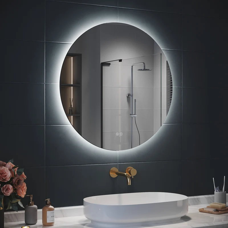 SIRHONA Miroir Rond Salle de Bain LED Miroir Lumineux Salle de Bain avec Eclairage Intégré, 3 températures de Couleur, Anti-buée
