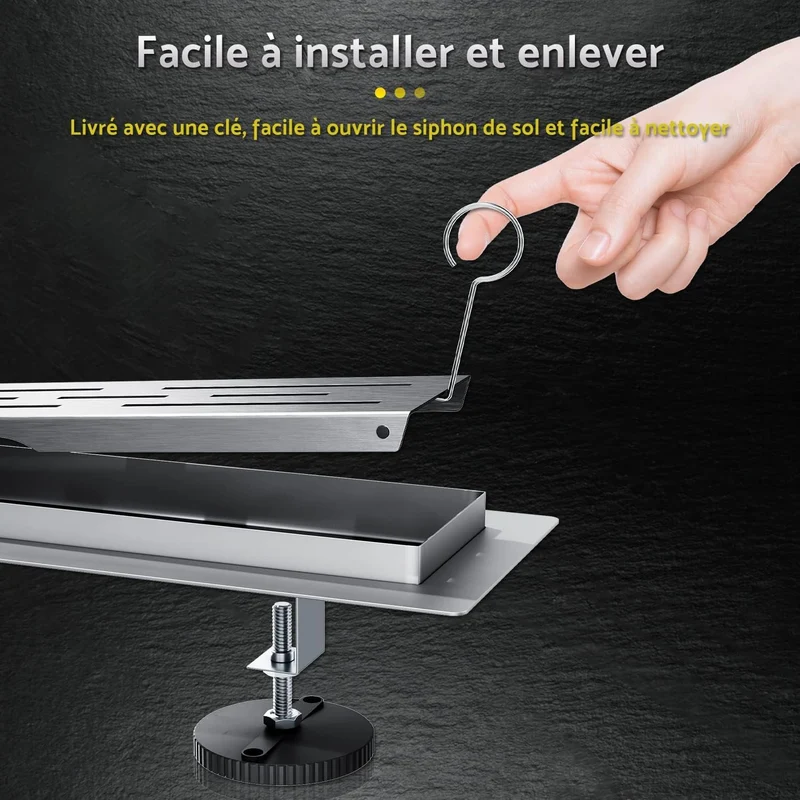 SIRHONA Caniveau de douche italienne 70-100 cm en acier inoxydable avec grille