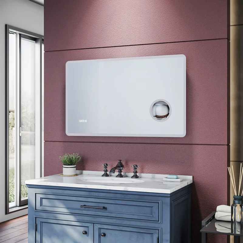 SIRHONA Miroir de salle de bains Anti-buée avec éclairage led Avec prise rasoir Miroir grossissant 3X 1000 x 600 x 40mm