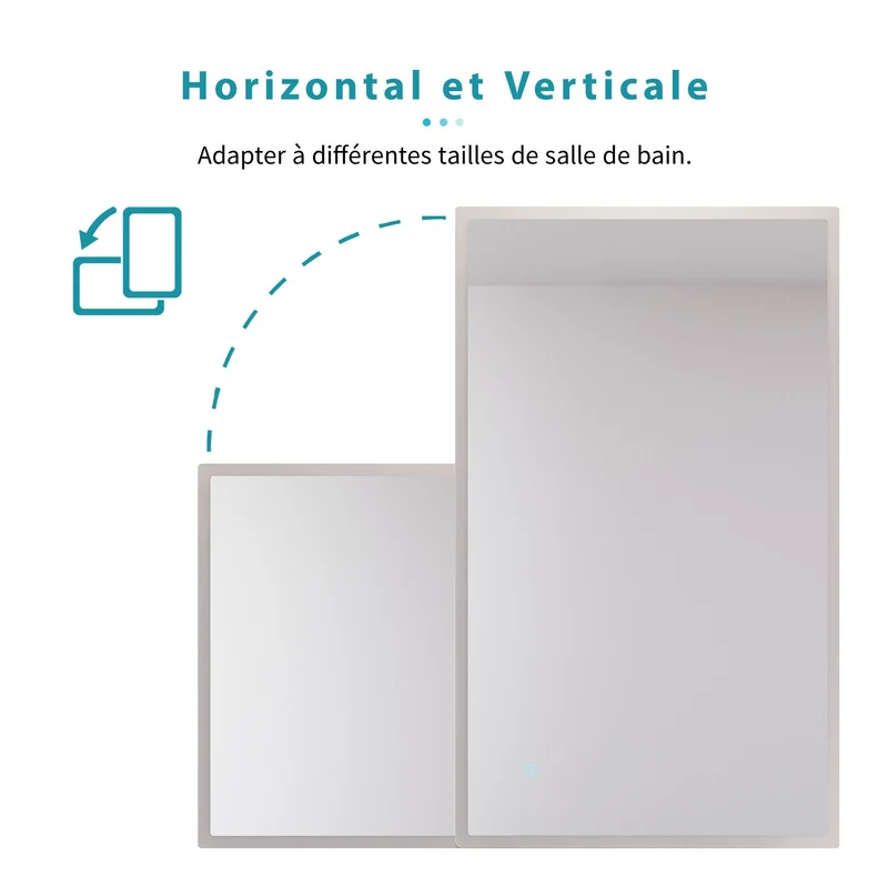 SIRHONA Miroir LED avec éclairage LED Miroir Salle de Bain Miroir Muraux Cosmétiques Mural Lumière Illumination