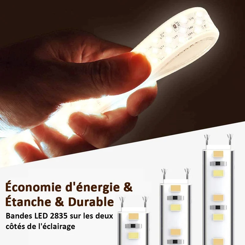 SIRHONA Miroir LED Salle de Bains avec éclairage LED Miroir Muraux AVCE Anti-buée Fonction Cosmétiques Mural Lumière Illumination